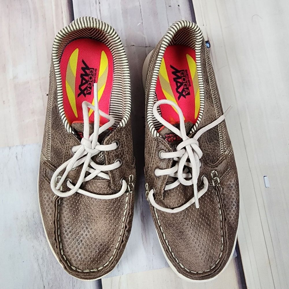Women's SKECHERS GOGA MAX Size‎ 5 Brown SN14426 Athletic Shoes Laceup Accent - Picture 2 of 11